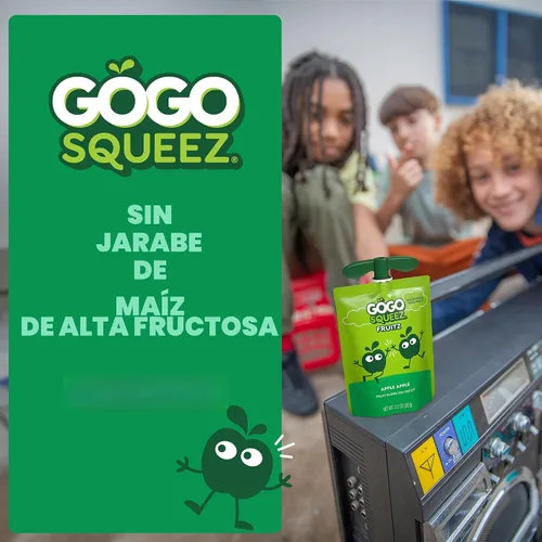 Vista 8 de GoGo SqueeZ - Puré de manzana para niños Kids on the go fruit snack with apple, peach & gimme five!; 3.2 oz pouches, gluten and nut free