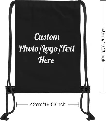 Vista 5 de KIKILIN Custom Drawstring Bags With Logo Cinch Bags Drawstring Sack Backpack Personalized for Gym, Camping, Beach, Outdoor Sports (Black, 1 Bag)