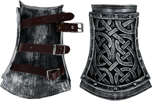 Vista 2 de LOOYAR Auténtica pulsera vikingo de espuma de poliuretano con hebilla, armadura de brazo, perfecta para Halloween, LARP, recreaciones históricas