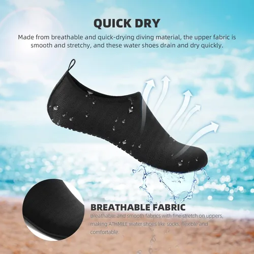Vista 5 de ATHMILE Zapatos de agua para mujeres y hombres, calcetines de secado rápido, para playa, natación, piscina, río, yoga, lago, surf, deportes
