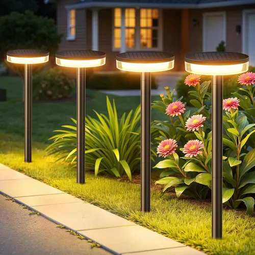 Vista 9 de LETMY Solar Pathway Lights Outdoor, 4 Pack 2X Brighter Solar Lights Outdoor Waterproof, Taller Pathway Light with Larger Panel, Auto On/Off Up to