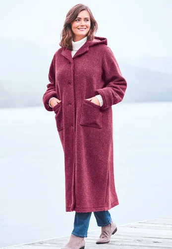 Vista 4 de Woman Within Abrigo largo de forro polar bereber con capucha para mujer de talla grande Multi