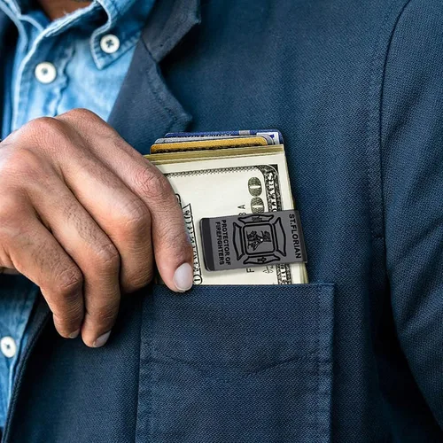 Vista 2 de ChainsProMax Clip de dinero para hombre, nombre personalizado de regalo de cruz de AhknSan Miguel de San CristóbalSan FlorianCaballeros