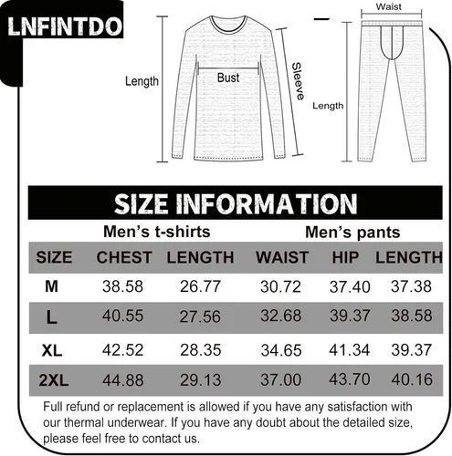 Vista 6 de LNFINTDO Ropa interior térmica para hombre, pantalones largos con forro polar, ropa interior larga cálida para invierno, capa base, pantalones