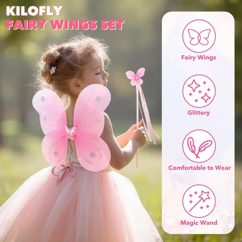 Vista 7 de kilofly Juego de 6 juegos de disfraz de princesa mariposa ángel juego de rol
