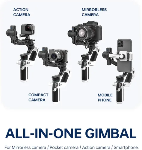 Vista 9 de FeiyuTech SCORP Mini 2 Combo Gimbal para cámara con seguimiento de IA Blanco