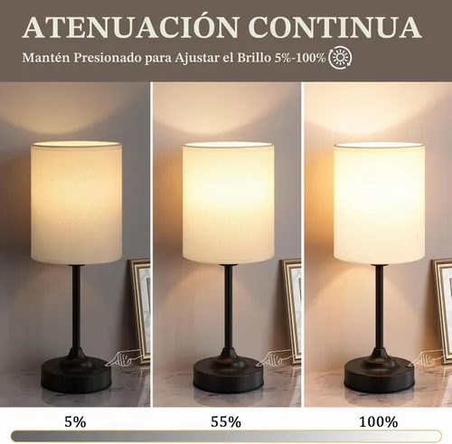Vista 2 de Lámpara de mesa Cordlss con control táctil, lámpara recargable USB-C con atenuación continua, 4000 mAh, funciona con pilas, lámpara de noche