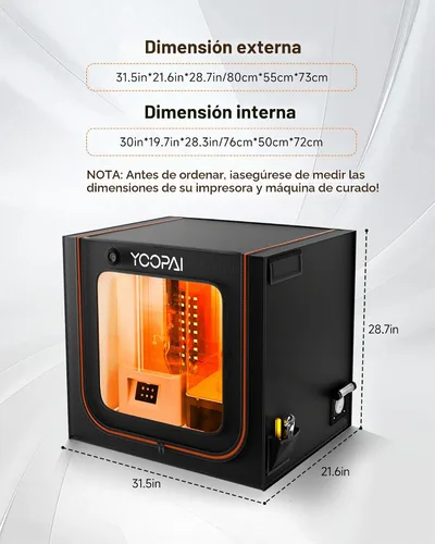 Vista 7 de Caja grande de resina para impresora 3D con kit de ventilación, luz LED, impresión 3D, cubierta ventilada para tienda de campaña, elimina olores, a