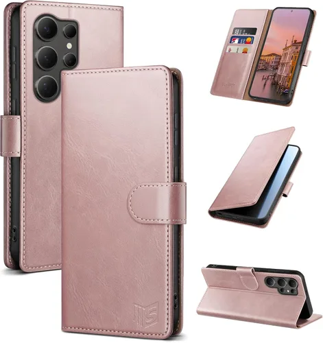 Vista 22 de SUANPOT - Funda para Samsung Galaxy S23 Ultra con bloqueo RFID, tarjetero con funda protectora de PU para teléfono, para mujeres y hombres