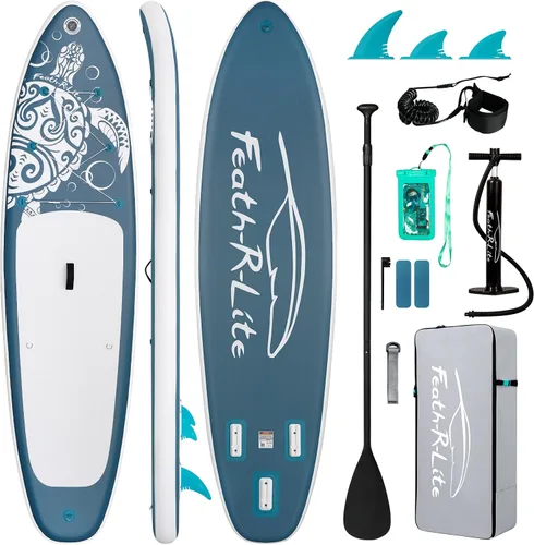 Vista 18 de FEATH-R-LITE Inflatable Stand Up Paddle Board with Beginner SUP Accessories Negro dragón