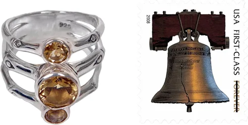 Vista 5 de NOVICA Rocío de bambú hecho a mano anillo multipiedra de plata de ley citrina anillos de citrino de 2 quilates para mujer anillo de lapislázuli