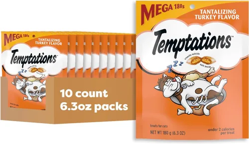 Vista 13 de Temptations Golosinas para gatos, golosinas clásicas crujientes y suaves para gatos, sabor tentador a pavo, bolsa de 3 onzas (paquete de 12)