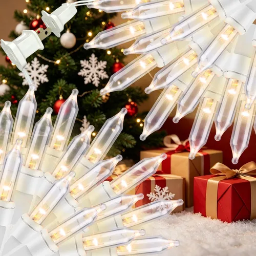 Vista 8 de 100 luces rojas, blancas y azules, extrabrillantes con conectores finales, decoración del 4 de julio, mini tira de luces patrióticas de 19.6 ft