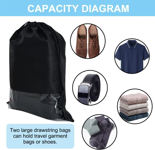 Vista 5 de BEISHIDA Paquete de 2 bolsas de ropa de 50 pulgadas para viajes, bolsas de traje para colgar ropa, con 2 bolsas con cordón para almacenamiento