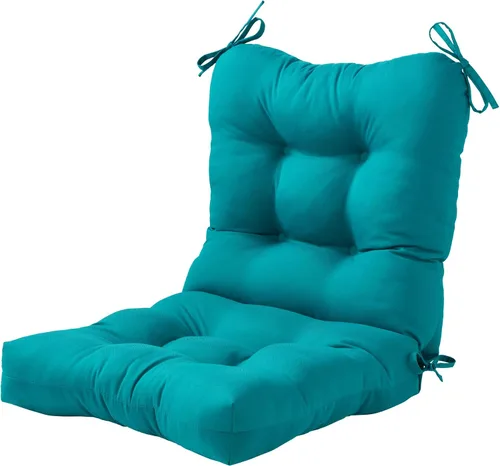 Vista 59 de Cojines para silla de exterior con bisagras, diseño de una sola pieza, cojín reversible para asiento y respaldo de patio con lazos, tela de Aloha