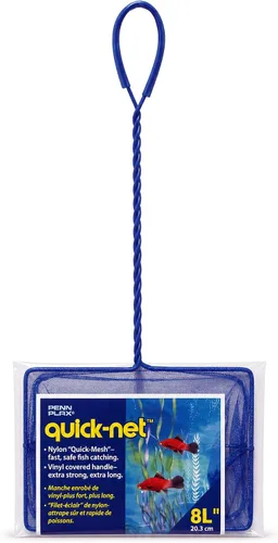 Vista 8 de Penn-Plax Quick-Net Aquarium Fish Net - Fine Mesh, Vinyl-Covered Braided Handle - Small Aquarium Cleaning Tool for Gentle Fish Handling - Use in