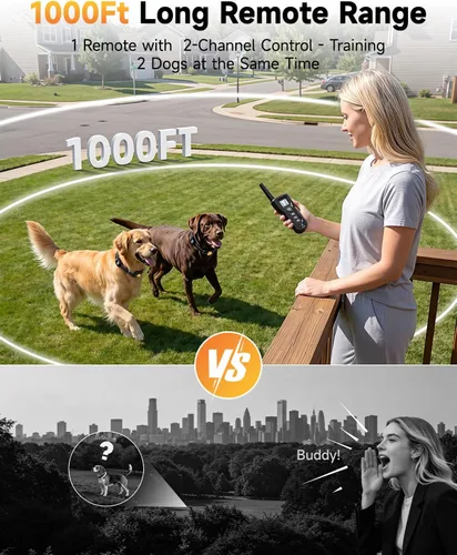 Vista 3 de PATPET Collar de choque para perro, collar recargable de entrenamiento para perros con control remoto para perros medianos y grandes, 3 modos