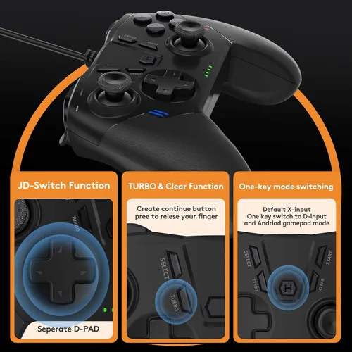 Vista 5 de Uberwith Wired PC Game Controller, Joystick Gamepad Controller for PC Game Controller Compatible With Steam, PS3, Windows 1087 PC, Laptop, TV Box