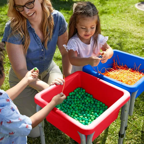 Vista 7 de ECR4Kids Mesas modulares de juego con arena y agua con tapas, varios colores, Azul, 1