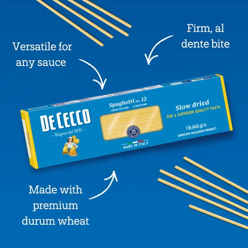 Vista 4 de De Cecco Pasta de espagueti No. 12, 16 onzas, auténtica, de secado lento