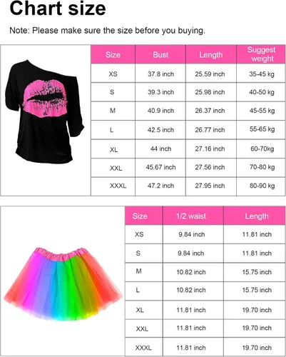 Vista 2 de Blulu 80s Costume Accessories for Women Halloween Outfit Dress Neon Leg Warmers Fishnet Gloves T-shirt Tutu Headband
