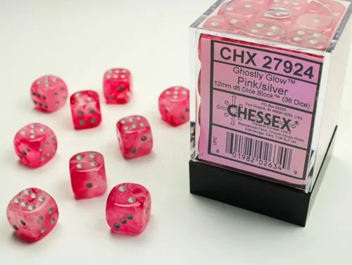Vista 2 de DND - Juego de dados Chessex D&D de 0.630 in, juego de dados poliédricos de plástico rosa brillante y plateado, para dados de mazmorras y dragones