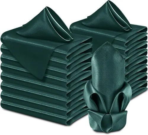 Vista 10 de Aormenzy Paquete de 60 Servilletas de Satén Negro de 17 x 17 Servilletas Sedosas, Servilletas de Tela para Fiestas Servilletas Cuadradas de Satén