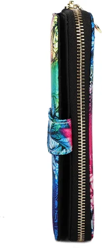 Vista 112 de Cartera de mano para mujer, estilo bohemio, con RFID, elegante, espaciosa con correa para viajes, capacidad para tarjetas, teléfono, dinero