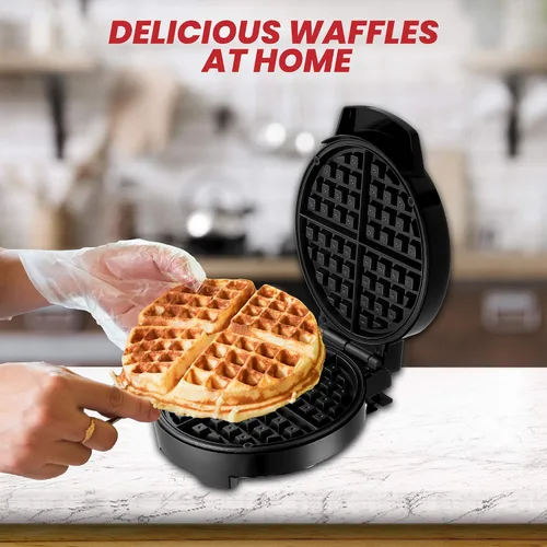 Vista 5 de Lumme Máquina eléctrica para hacer gofres para gofres individuales, paninis, papas marrones, otros para llevar desayuno, almuerzo o merienda (negro)