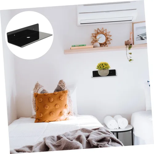 Vista 9 de jojofuny Estantes flotantes de acrílico, estante de pared, soporte para altavoz, estantes colgantes para dormitorio, estante de exhibición montado