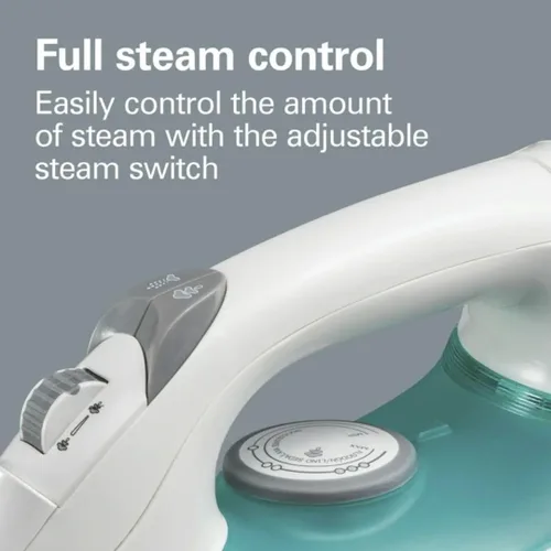 Vista 6 de Hamilton Plancha de vapor retráctil con cable Potente 1200 W, suela antiadherente, vapor vertical, apagado automático