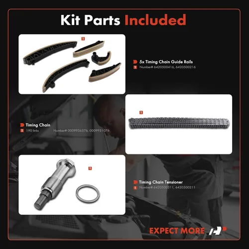 Vista 2 de A-Premium Kit de cadena de distribución del motor con tensor y rieles guía [compatible con DOHC, 6 cilindros 3.0L] compatible con Dodge &