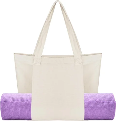 Vista 8 de Yoga Mat Bag for Women Canvas Bag with Yoga Mat Carrier Yoga Mat Bags for Workout Pilates Travel Beach and Gym