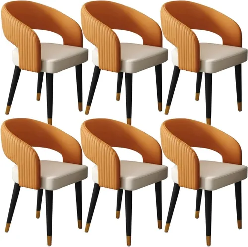 Vista 19 de YVYKFZD Mid Century Dining Chairs, Leather Kitchen Chairs Set, Dining Room Chair with Curved Backrest and Metal Legs, Upholstered Armchair Comfy