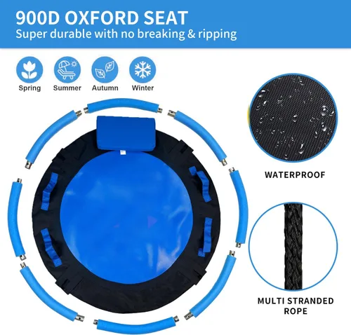 Vista 2 de Columpio para árbol de 40 pulgadas, columpio para árbol de telaraña, capacidad de peso de 800 libras, Oxford 900D impermeable con asas, con correas