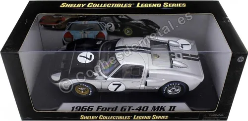 Vista 8 de SC404S 1966 Ford GT-40 MK 2 Plata No.7 1-18 Modelo de coche fundido a troquel