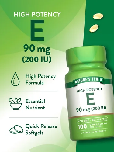 Vista 5 de Nature's Truth Cápsulas blandas de vitamina E 200 UI 100 cápsulas blandas Suplemento sin OMG y sin gluten Suplemento sin OMG y sin gluten