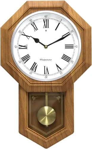 Vista 6 de BESTIME Reloj de péndulo de plástico 66236. Timbre Westminster cada hora, elegante, tradicional, hogar, oficina, sala de estar, dormitorio