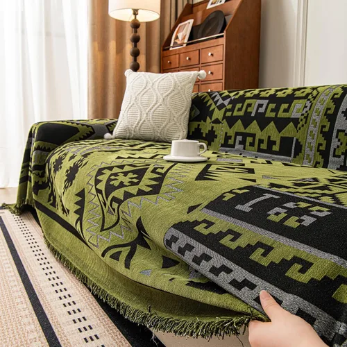 Vista 84 de ROOMLIFE Manta de sofá estilo azteca boho para sillones de 2/3 cojines, fundas de sofá lavables y antideslizantes aptas para mascotas, protector