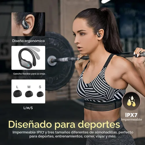 Vista 5 de Auriculares inalámbricos Bluetooth de reproducción de 80 horas, pantalla de alimentación con micrófono con cancelación de ruido, auriculares