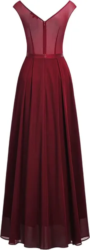 Vista 7 de Miusol Vestido largo formal de fiesta de noche con cuello en V profundo para mujer