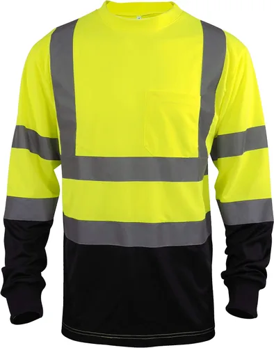 Vista 6 de L&M Playera de Seguridad Hi Vis Clase 3 Reflectante Negra, Manga Corta/Larga, Alta Visibilidad