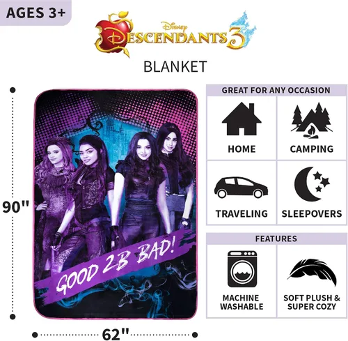 Vista 3 de Franco - Ropa de cama infantil de microfibra súper suave, 46 pulgadas x 60 pulgadas, diseño de Descendientes 3 de Disney