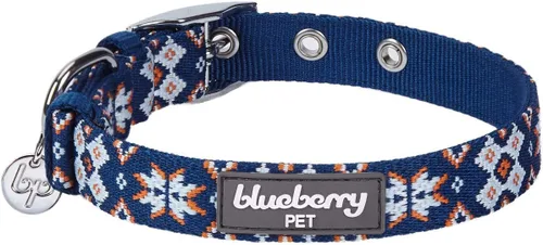 Vista 13 de Blueberry Pet - Collar ajustable para perro con forma de diamantes tribales del sudoeste en francés rosa con hebilla de metal, cuello 9-12.5