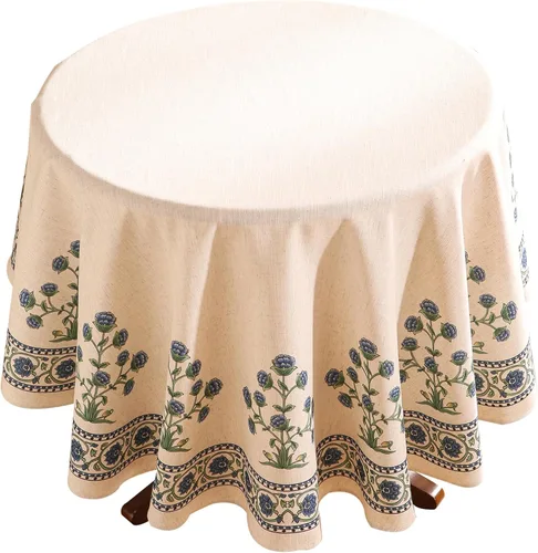 Vista 74 de [Usado] patdrea Mantel largo de lino de diseño verde para mesa rectangular, mantel vintage transpirable con patrón de frutas amarillas, funda