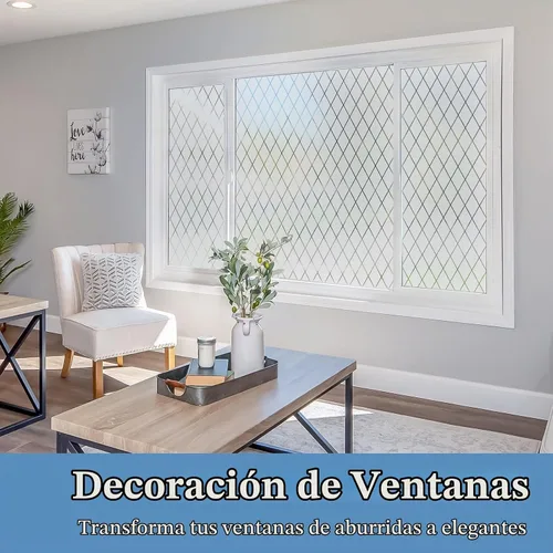 Vista 5 de Película de Ventana de Malla Esmerilada, Película de Privacidad para Ventana, Adhesivo Decorativo para Ventana No Adhesivo, Película de Vidrio