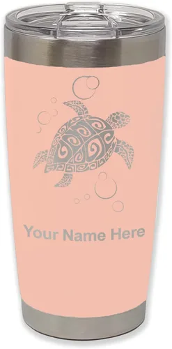 Vista 32 de LaserGram Vaso aislado al vacío de 20 onzas, tortuga marina hawaiana, grabado personalizado incluido (morado claro)