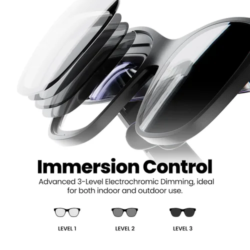 Vista 3 de XREAL Air 2 Pro AR Glasses and Adapter Bundle, The Ultimate Wearable Display with 3-Level Immersion Control, Compatible with iOS