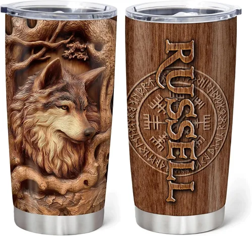 Vista 7 de Hyturtle Vaso vikingo personalizado impreso en 2D para hombres, Día del Padre, cumpleaños, Navidad, regalos vikingos para hijo, papá, marido, nombre