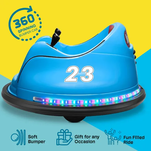 Vista 2 de Kidzone 360 Spin Race auto chocador recargable con control remoto, para montar, fácil y divertido, con certificación ASTM